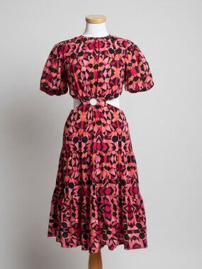French connection magenta/black printed dress, Size 6, NEW WITH TAGS!